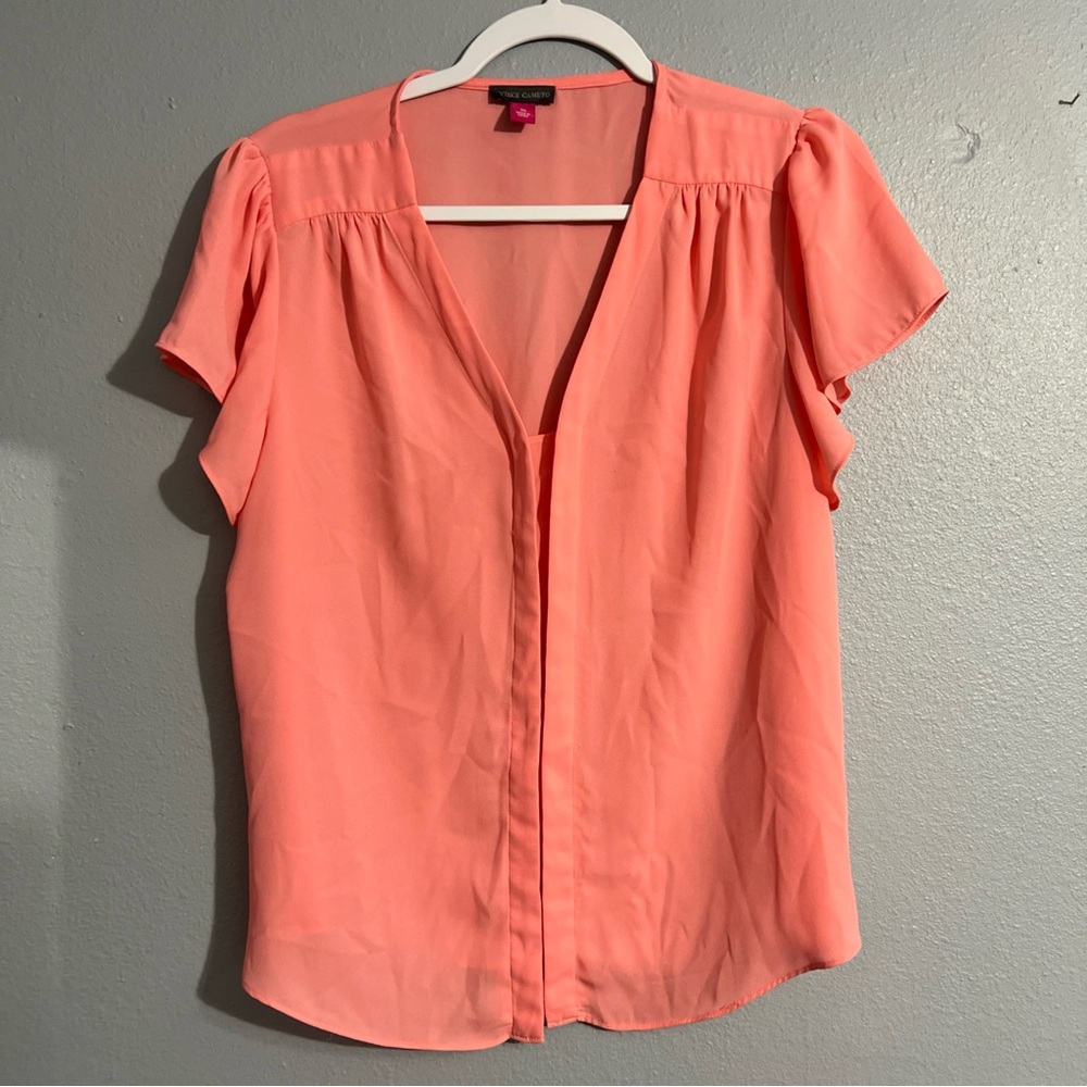 Vince Camuto Womens Size M Flutter Sleeve V-Neck Blouse 9231084